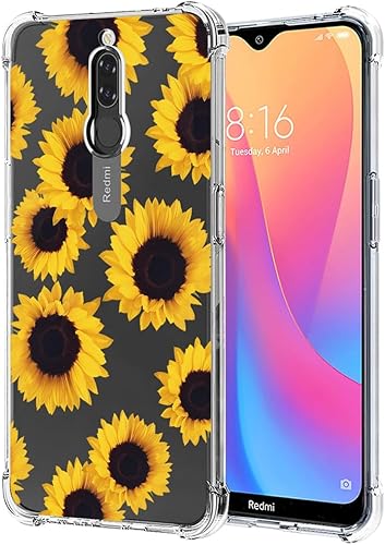 Sidande Funda para Redmi 8A, Redmi 8 A MZB8458IN Funda para niñas y mujeres, transparente floral, suave, flexible, TPU delgada, funda protectora