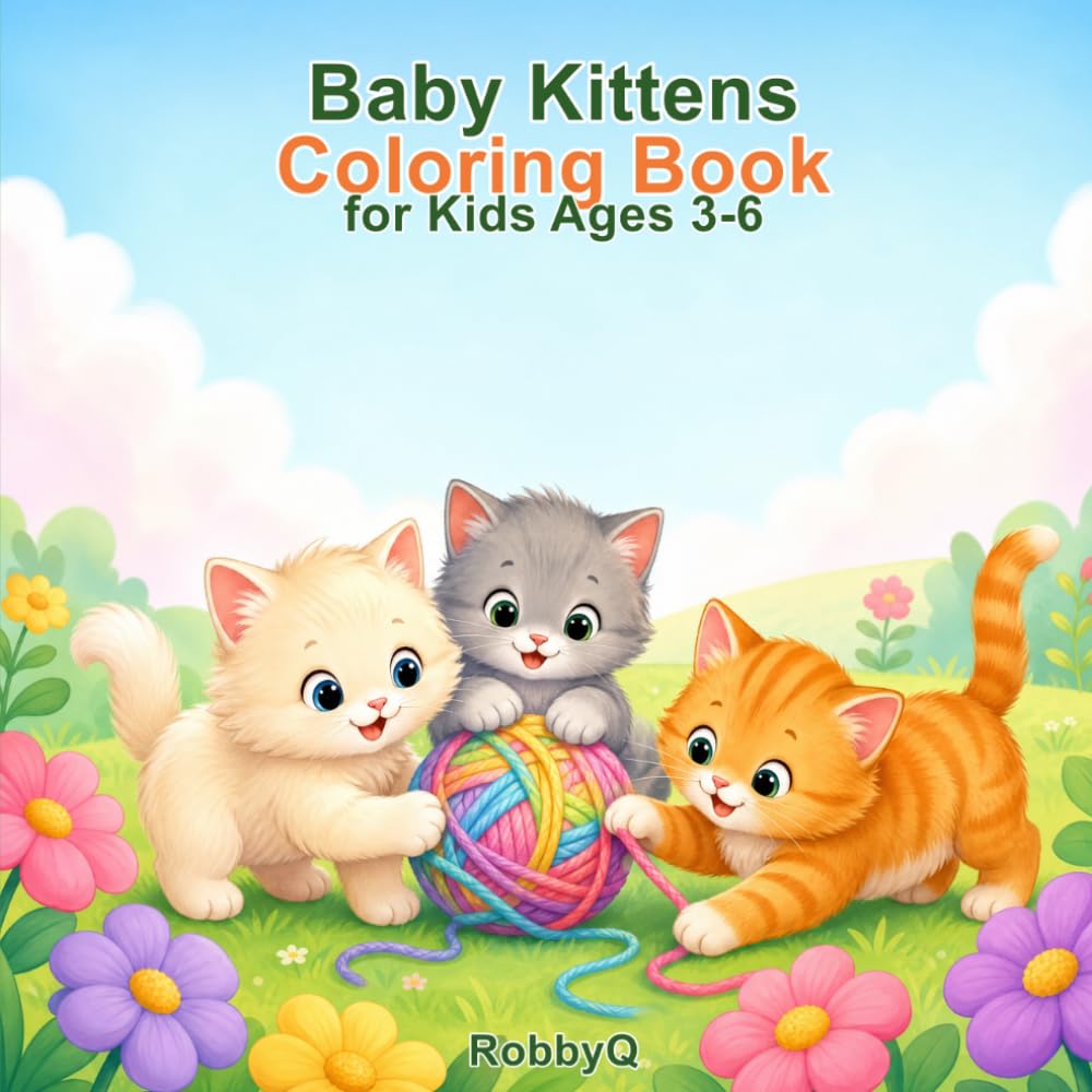 Baby Kittens Coloring Book: Cute and Easy Kitten Coloring Pages for Kids Ages 3-6 (Baby Pets Coloring Book Series)