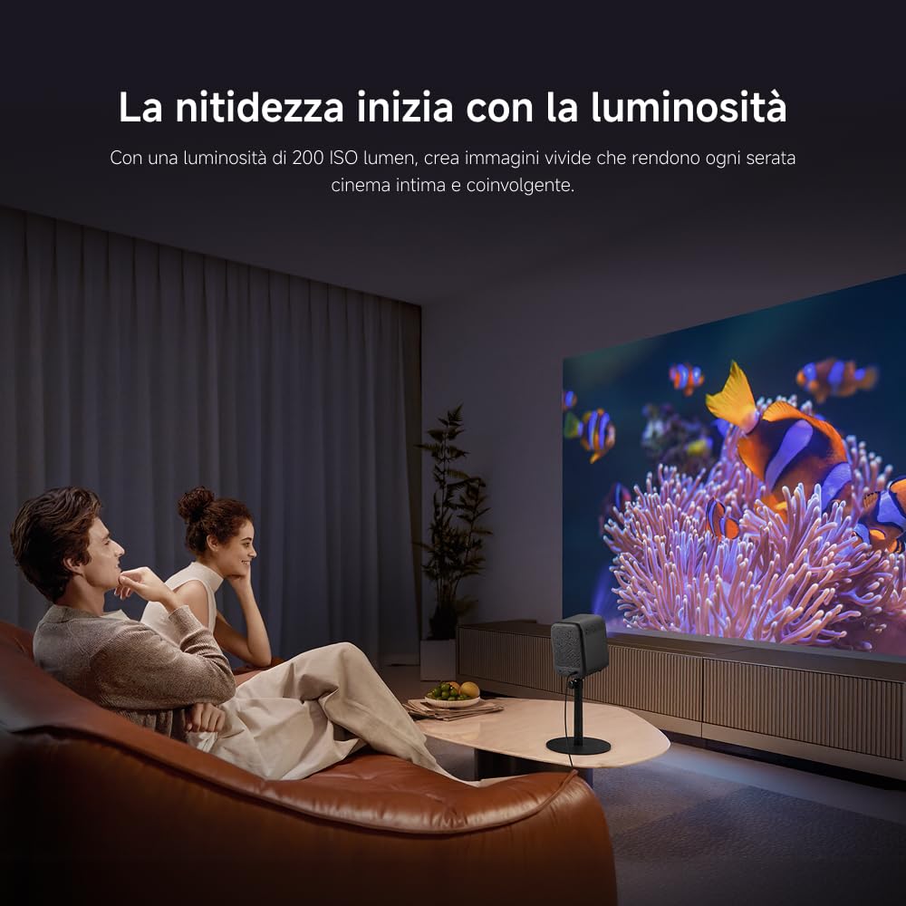 Xiaomi L1 Proiettore Intelligente 1080P con Google TV & Netflix, Proiettore Portatile Home Cinema, Autofocus & Keystone, HDR10/HLG, Schermo 120", WiFi 5G Bluetooth, Audio Dolby