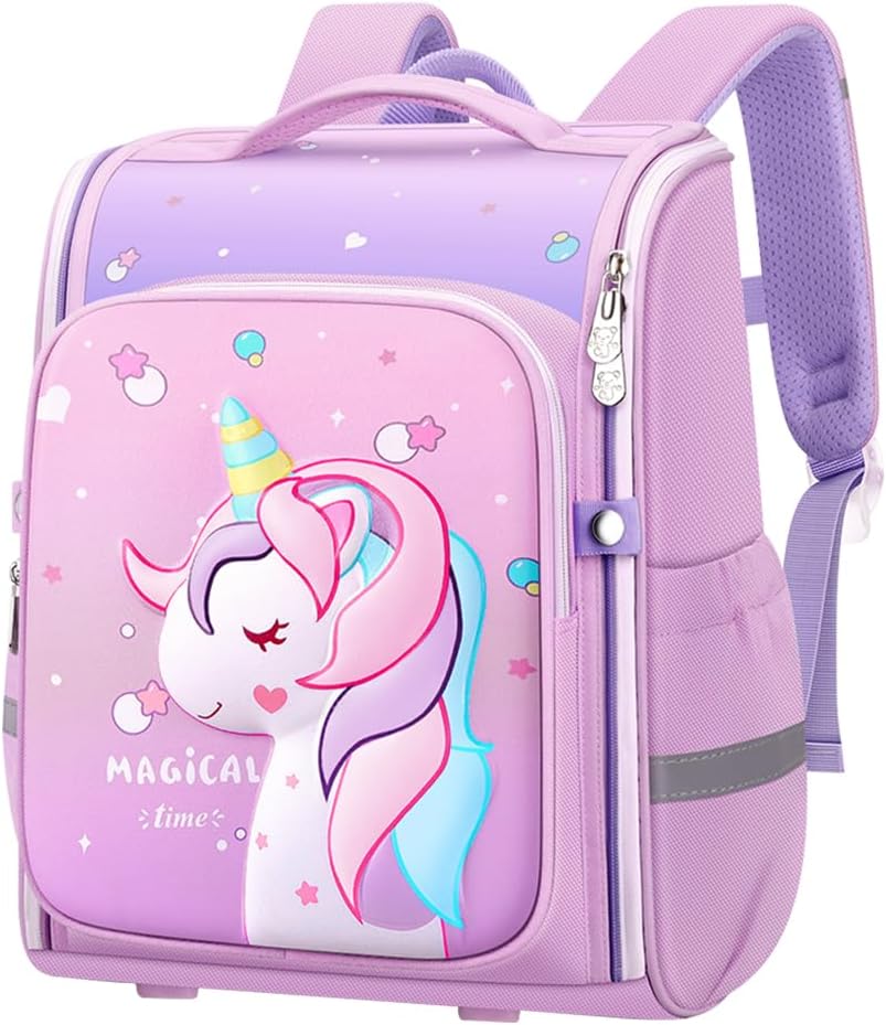 Unicorn Backpack for Kids Girls Stylish Durable Water-Resistant Backpack Shoulder School Bags for Girls Kids Birthday & Rakhi Gift - Purple