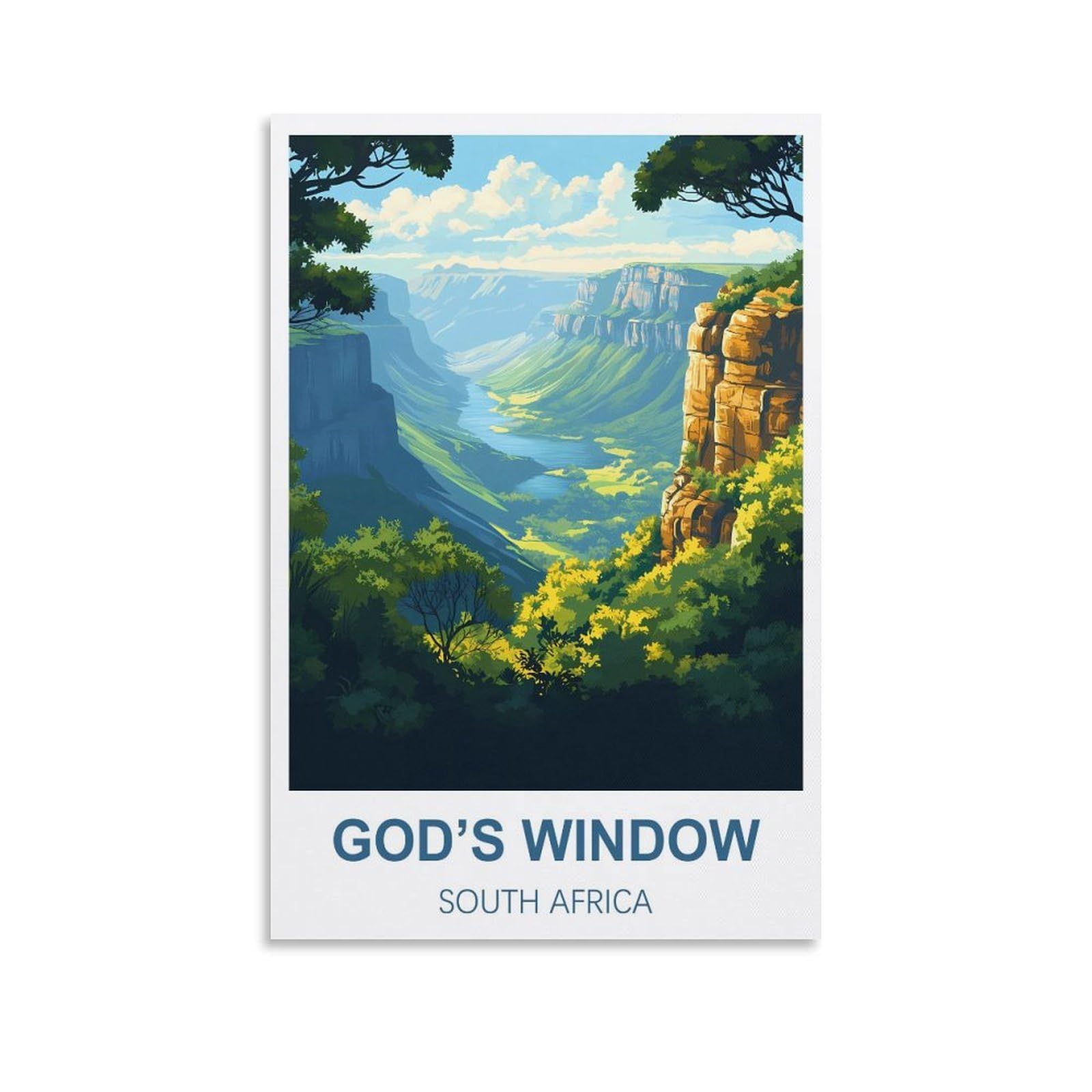 FJIWECWSQ God's Window South Africa Vintage Travel Poster 24x36inch(60x90cm) Canvas Wall Art Painting Prints