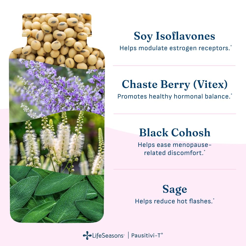 Pausitivi-T - Menopause Support Supplement - Powerful Relief for Hot Flashes, Hormone Imbalance & Night Sweats - Nourishes Tissue - Sage, Chasteberry, Soy Isoflavones & Black Cohosh - 60 Capsules — Amazon image 4