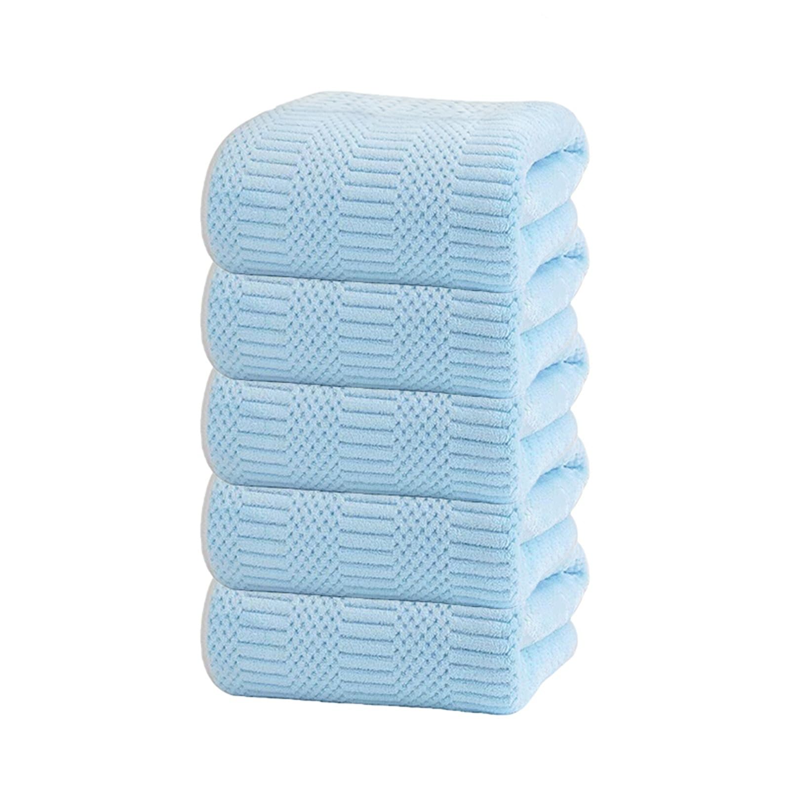 GMEqfhpOPS 5pcs Lucky Grid Towels Set, Microfiber Soft Highly Absorbent, Quick-Dry for Travel, Hotel, Swimming & Daily Use Towels Bath(Light blue 5 towels)