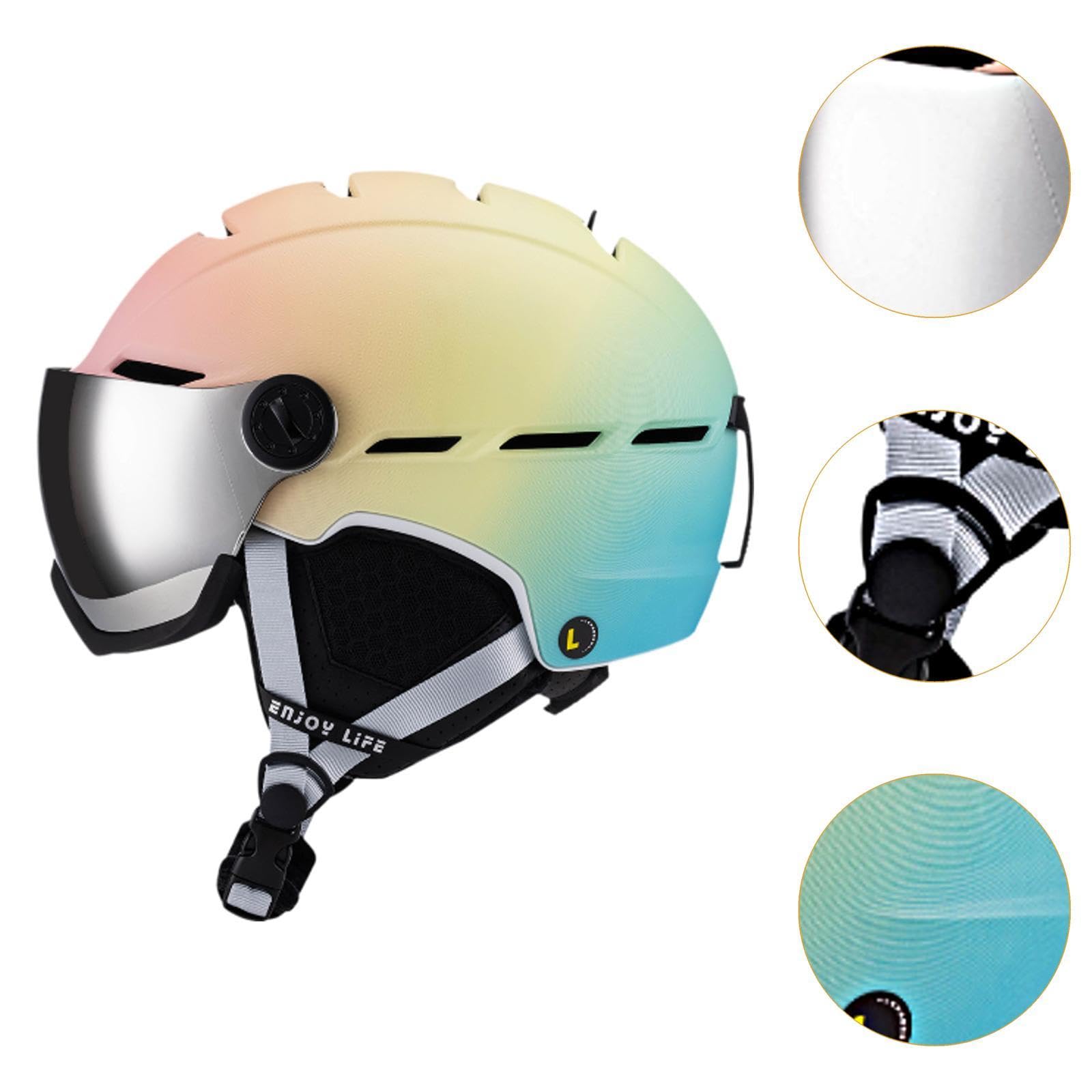 Casco de Esquí con Protección para Snowboard Patinaje Ciclismo Ajustable Y Diseño Integrado de Gafas Fabricado en PC Adecuado para Adultos