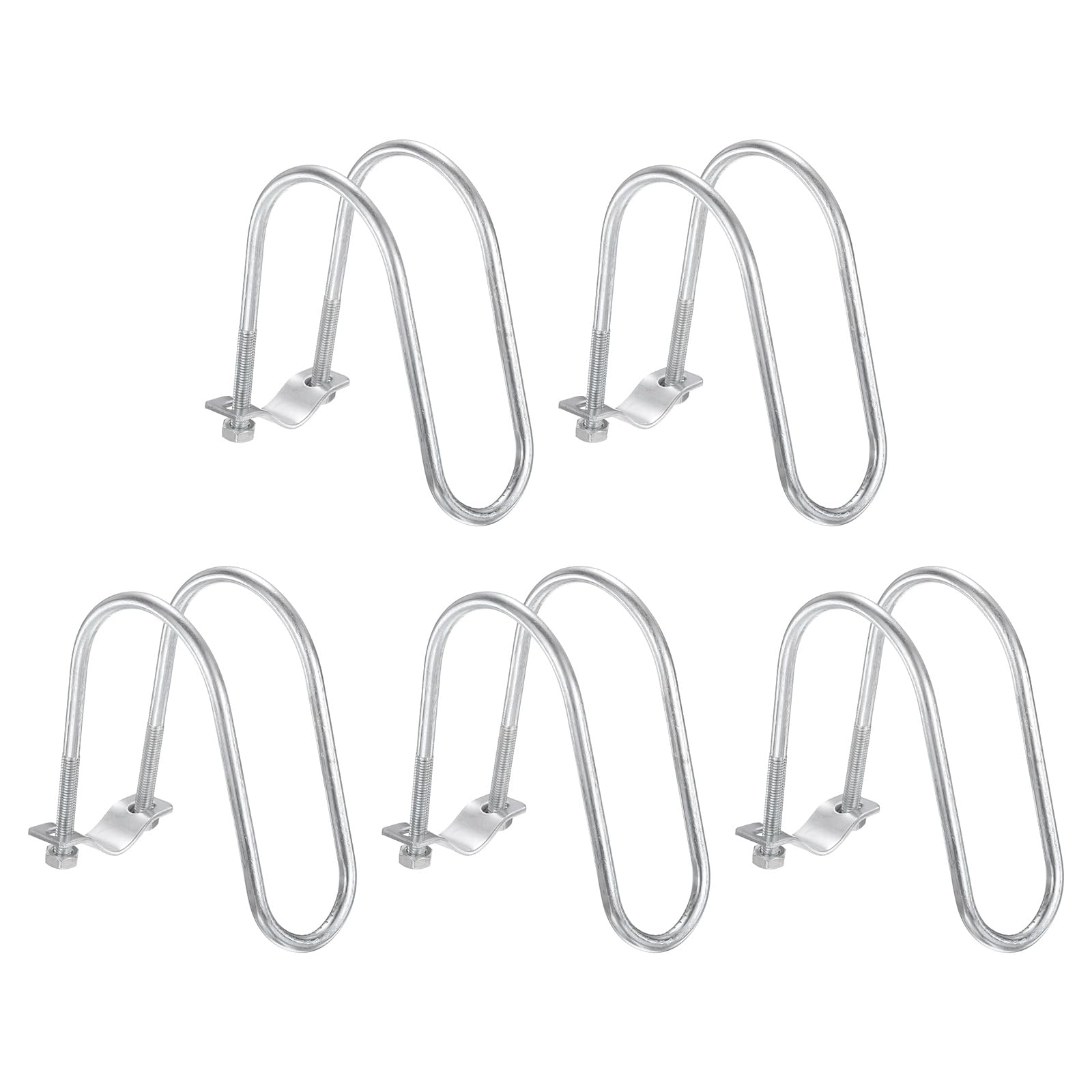 sourcing map 5pcs Cross-Connector Vertical Pipe Clip 1.2" to 3" Carbon Steel U-Shaped Tube Buckle Steel Pipe Connector for Farm Greenhouse Awning Frames Nursery Fence Scaffolding