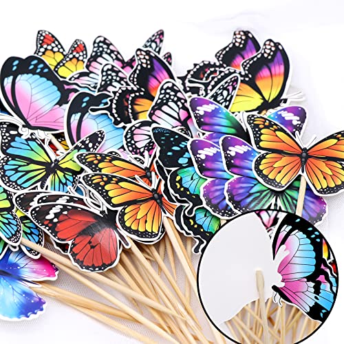 Sunny Seat A-BUTTERFLYCAKE48 Butterfly Cupcake Toppers 48 Pack Happy Birthday Cake Toppers Decor thumb #3