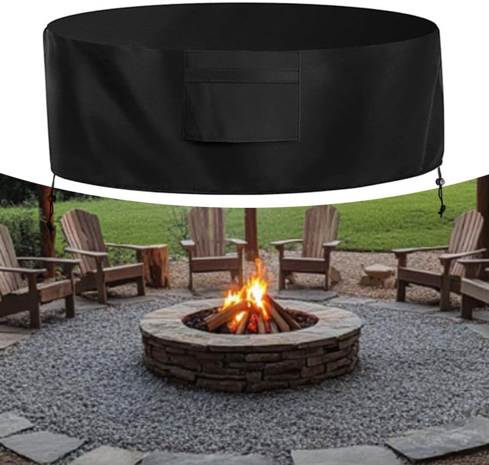 Oxford Fabric Based Firepit Cover With Drawstring And Dual Handles For Consistent Performance In Harsh Environments