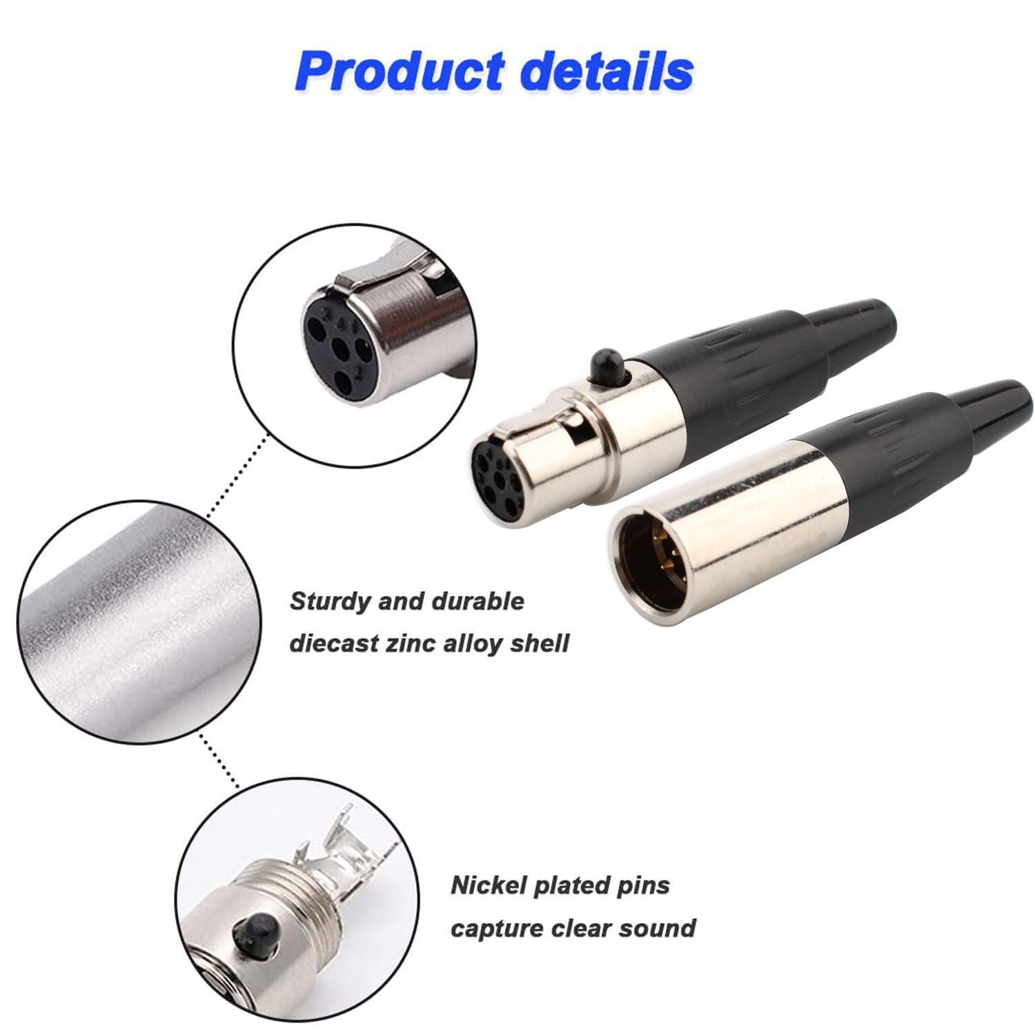 RUNCCI-YUN 4PCS Mini 5Pin XLR Solder Connector, XLR Mic Plug,Microphone Audio Socket - Image 4