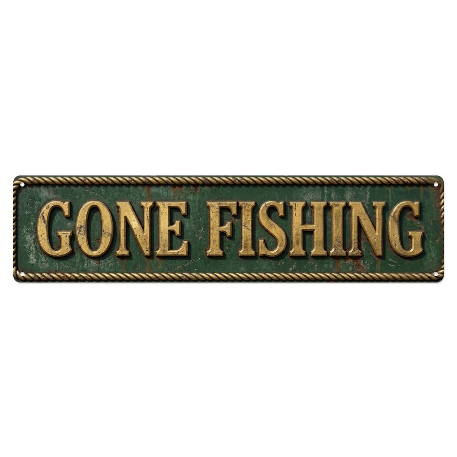 GONE FISHING Fishing Vacation Vintage Metal Tin Sign Wall Decor for Cafe, Club, Garden Metal Poster 4x16Inch