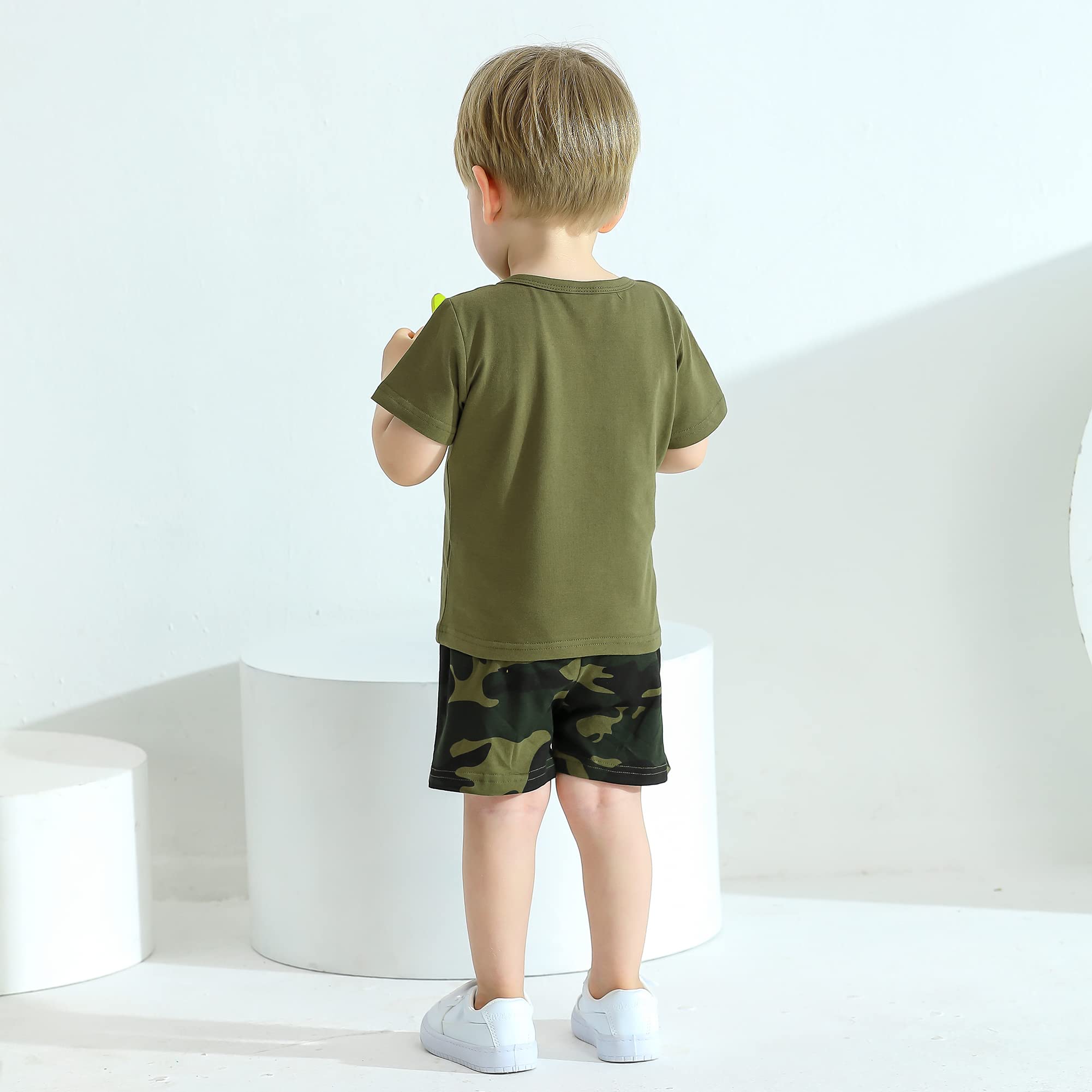 DISAUR Ropa para niños pequeños, conjunto de ropa de verano de manga corta con pantalones para niños de 1 a 5 años