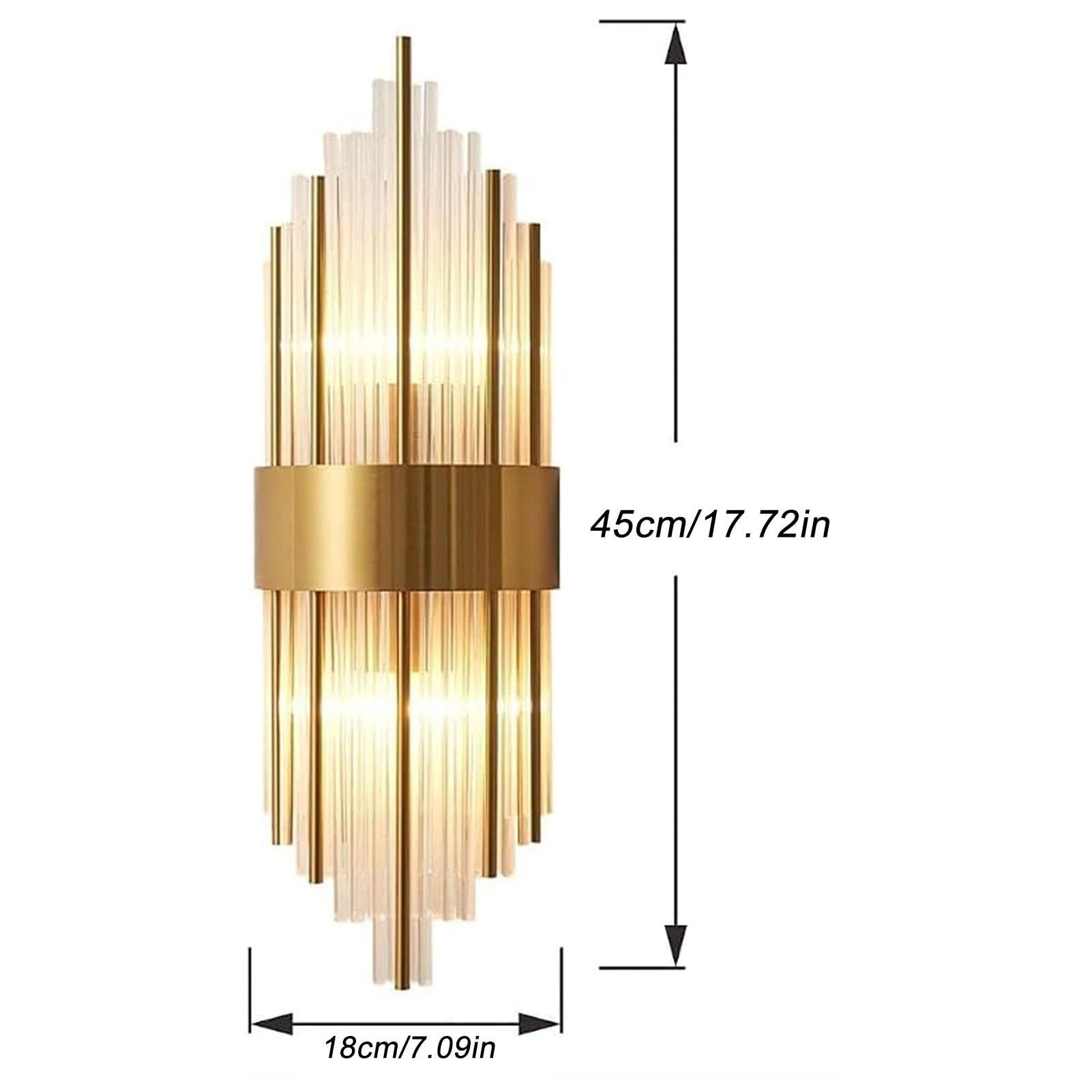 Apliques De Pared De Cristal, Lámpara De Mesilla De Noche Moderna Para Dormitorio, Lámpara De Pared Larga Estilo Rústico Para Tocador, Luminaria De Mediados De Siglo(A- 3-color Light,18*45cm)