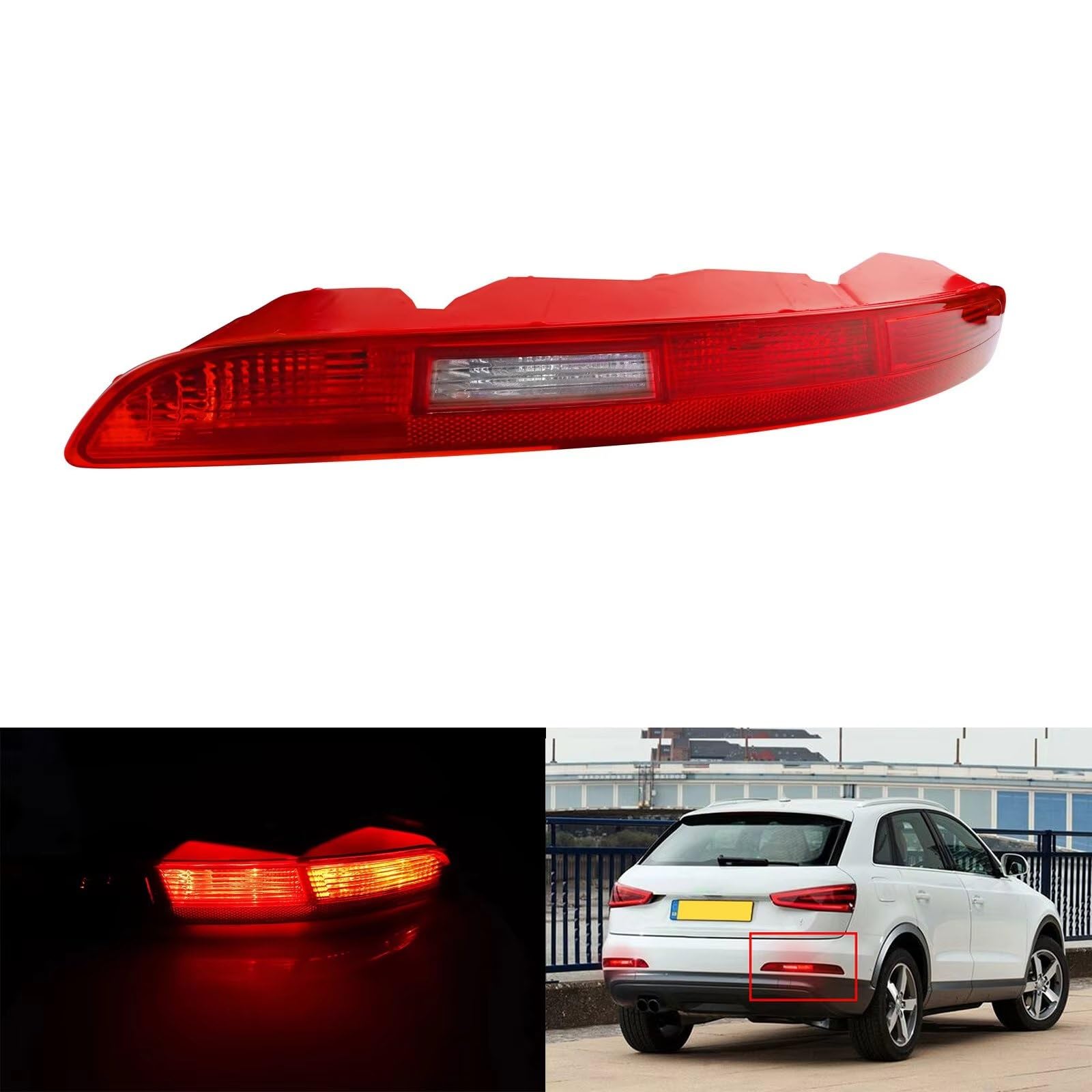 Compatibile Con Q3 2011 2012 2013 2014 Luce Freno Lato Destro Paraurti Posteriore Riflettore Luce Stop Posteriore Accessori Auto Sostituzione 8UD945096 Posteriore Paraurti Riflettore