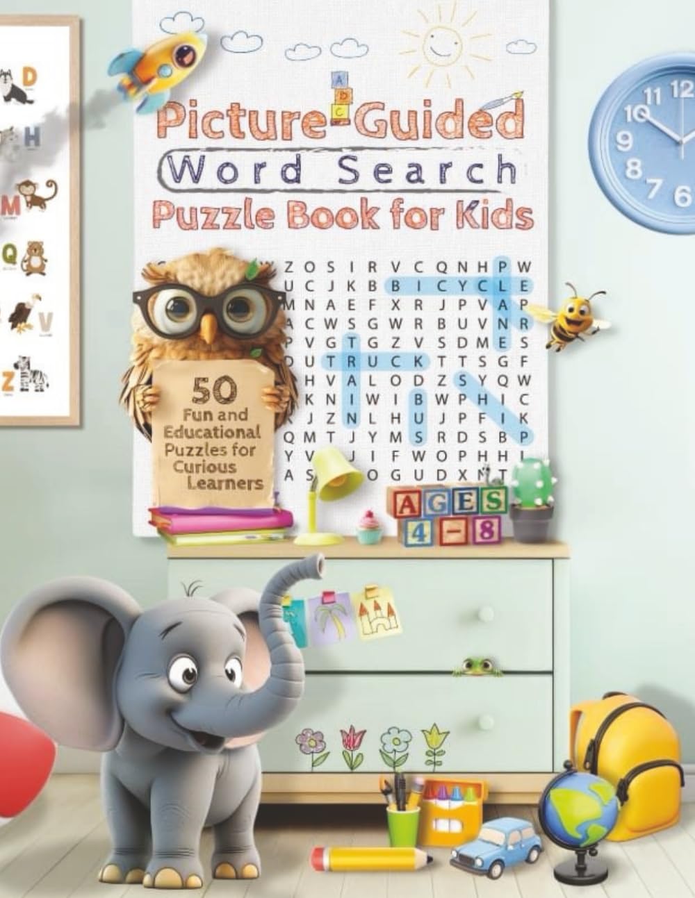 Picture-Guided Word Search Puzzle Book for Kids: 50 Fun and Educational Puzzles for Curious Learners ages 4-8