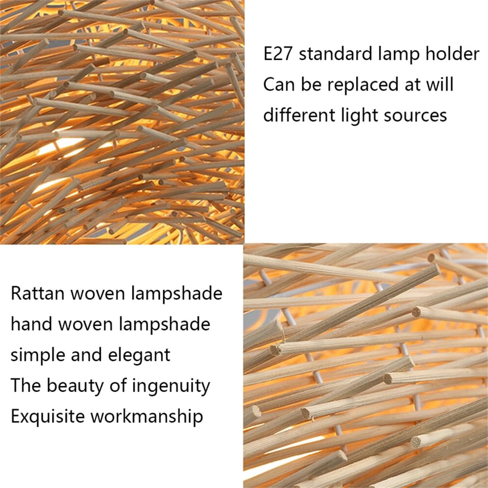 Lampada A Sospensione Boho Intrecciata A Mano, Lampada A Sospensione A Nido D'uccello in Rattan, Lampada A Sospensione A Soffitto Lampada Nordica in Vimini Fatta A Mano, Lampadario