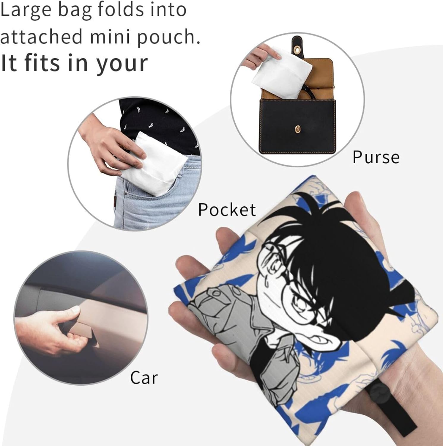 [Tioebnd] コナン 軽量片肩掛けコンビニエンスバッグ 大容量 折りたたみ ショルダーバッグ メンズ レディース 通勤通学