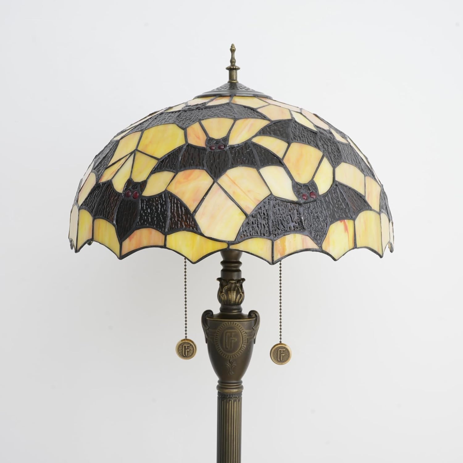 Tiffany Black Bats Floor Lamp Stained Glass lamp for Living Room Bedroom Office Bright Lighting Rustic Corner Decor Standing Tall Unique Vintage Reading Aesthetic Light