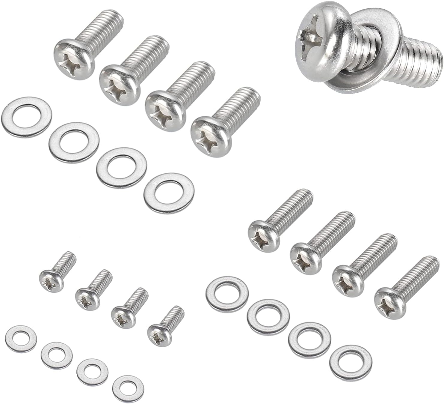24 Pack Universal TV Mounting Hardware Kit,M4 M6 M8 TV Bracket Screws,304 Stainless Steel Vesa Screws,PC Bracket Bolts Fixing Set,Monitor Wall Mount Screw with Washers For Samsung LG.