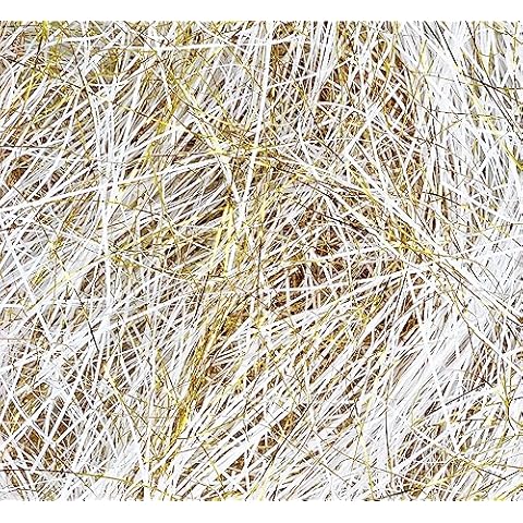 Crinkle Cut Paper Shred Filler White & Gold for Gift Wrapping & Basket Filling - (1 LB) Cover
