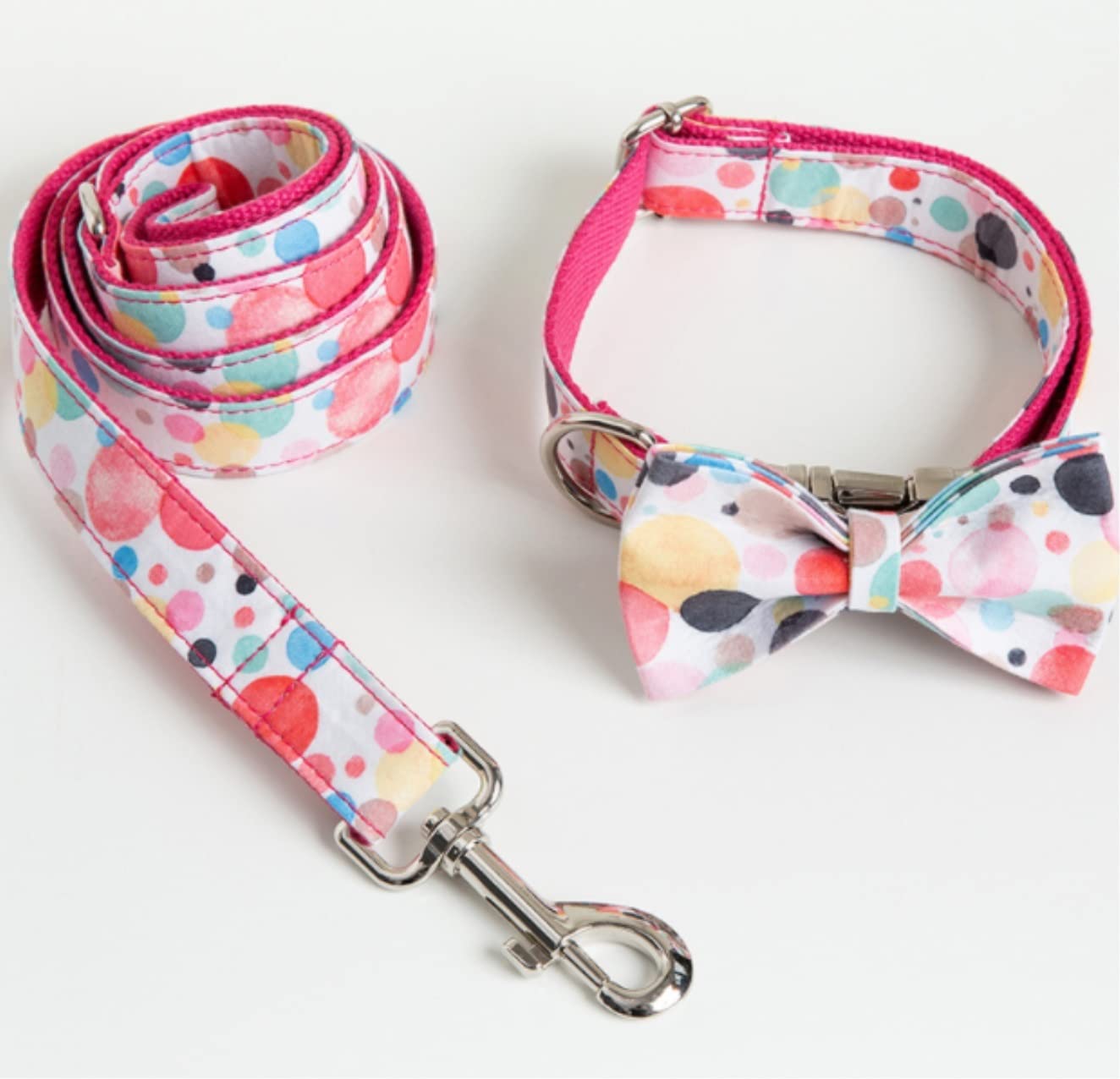 Correa Perro Correr Bubble Pet Collar Leash Bow Set Poliéster Bowtie Correa Cómodo Antideslizantes Reforzada(49-55cm)
