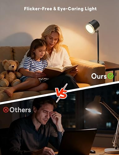 Miniatura 5 de Lámpara de escritorio inteligente con atenuación automática con puerto de carga USB, 3 modos de color, luz de cuello de cisne ajustable, lámpara LED