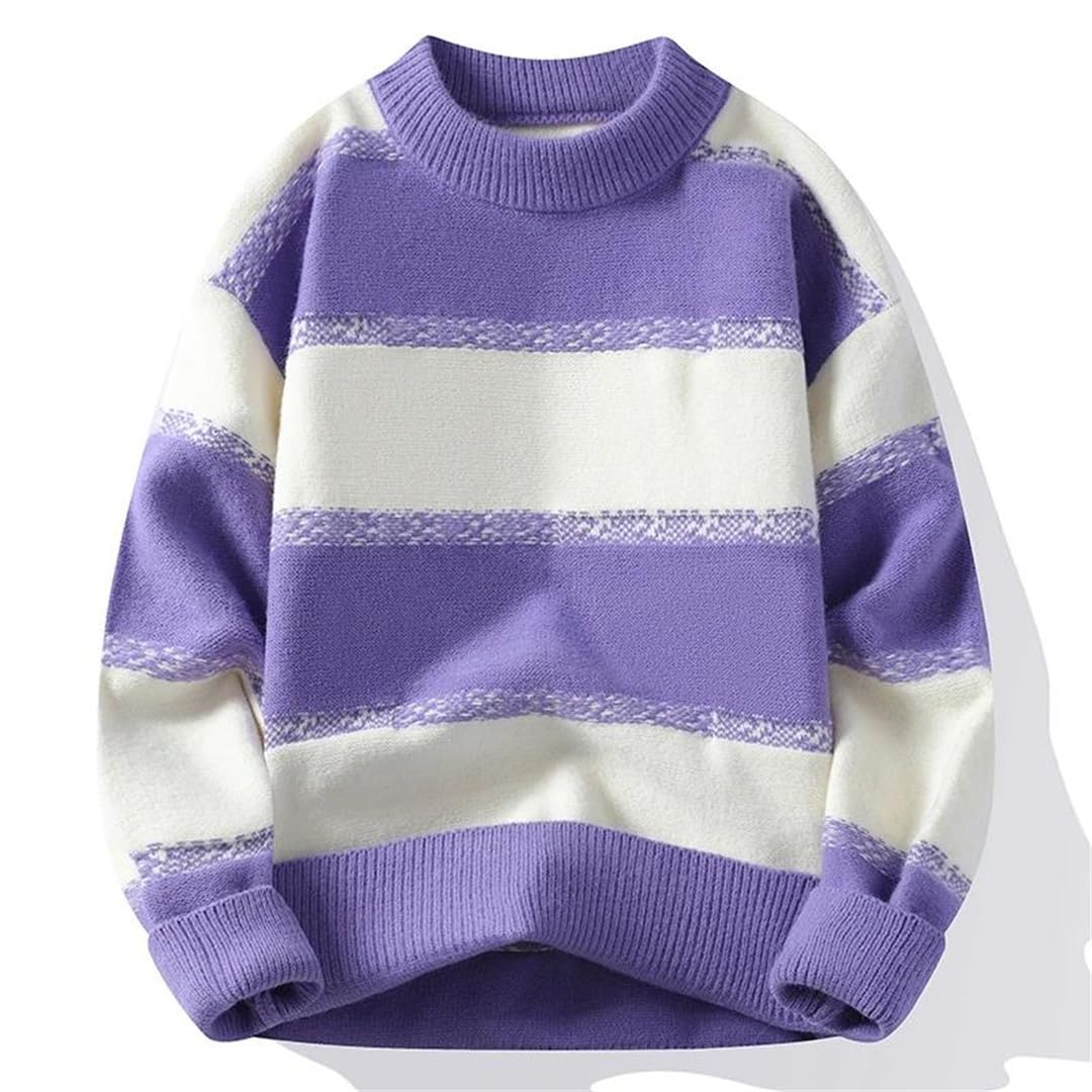 Maglione da uomo a maniche lunghe a righe Harajuku natalizio morbido e caldo