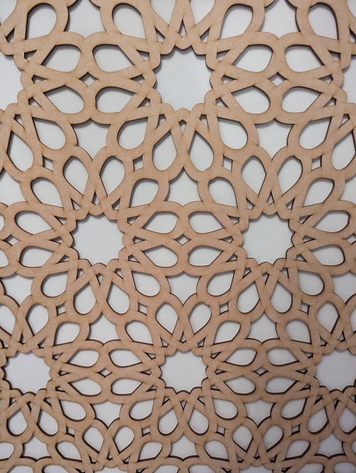 Wooden mesh laser cut in 6mm thick mdf decorative panel for radiator covers, partition walls and home made cabinets (various sizes)Flower pattern (DP12). Made in the UK (Primed white, 1200mm x 620mm)