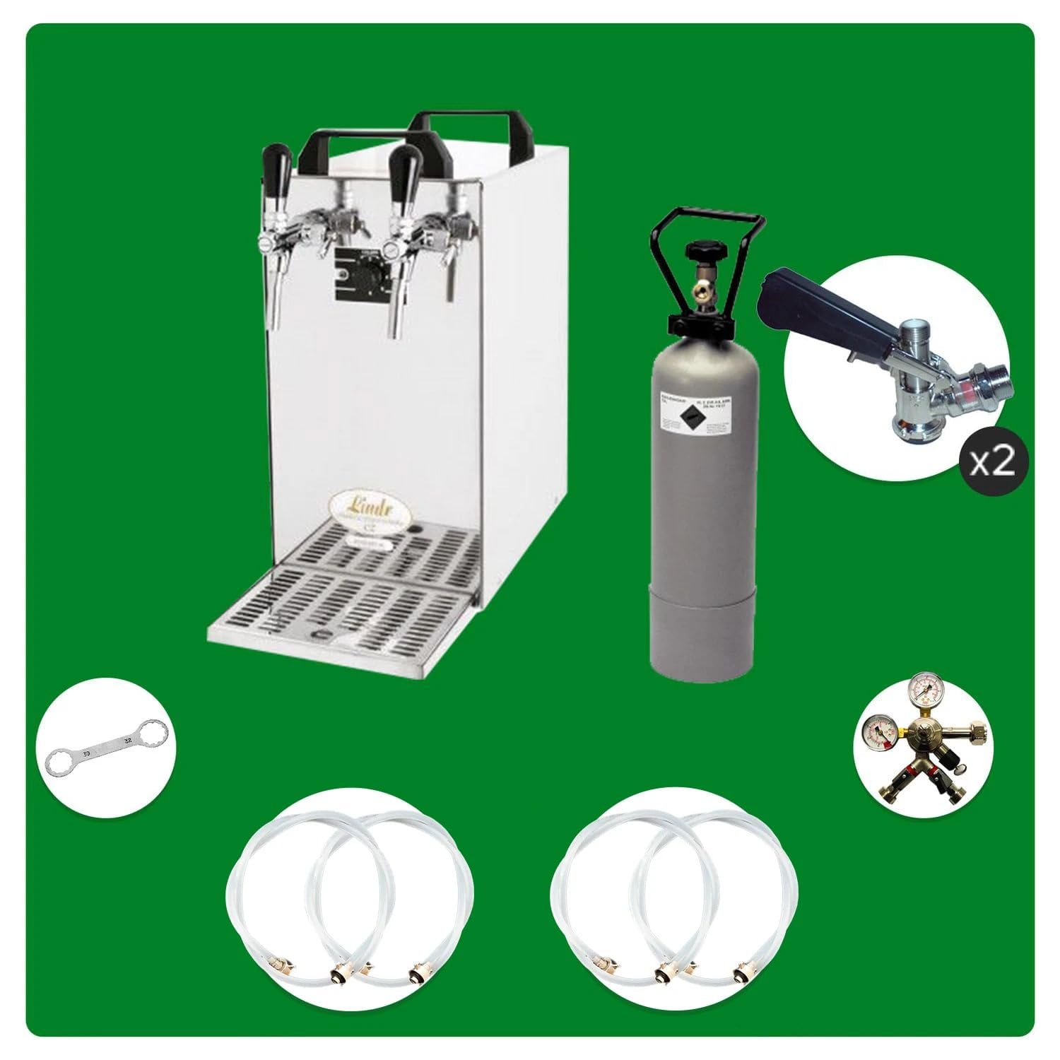 ich-zapfe Ensemble Complet Tireuse a Biere - Kontakt 40 Machine a Biere, Pompe a Biere 2 Lignes, 50 litres/h, Professionnelle, KEG:Type S, KEG 2:Type S