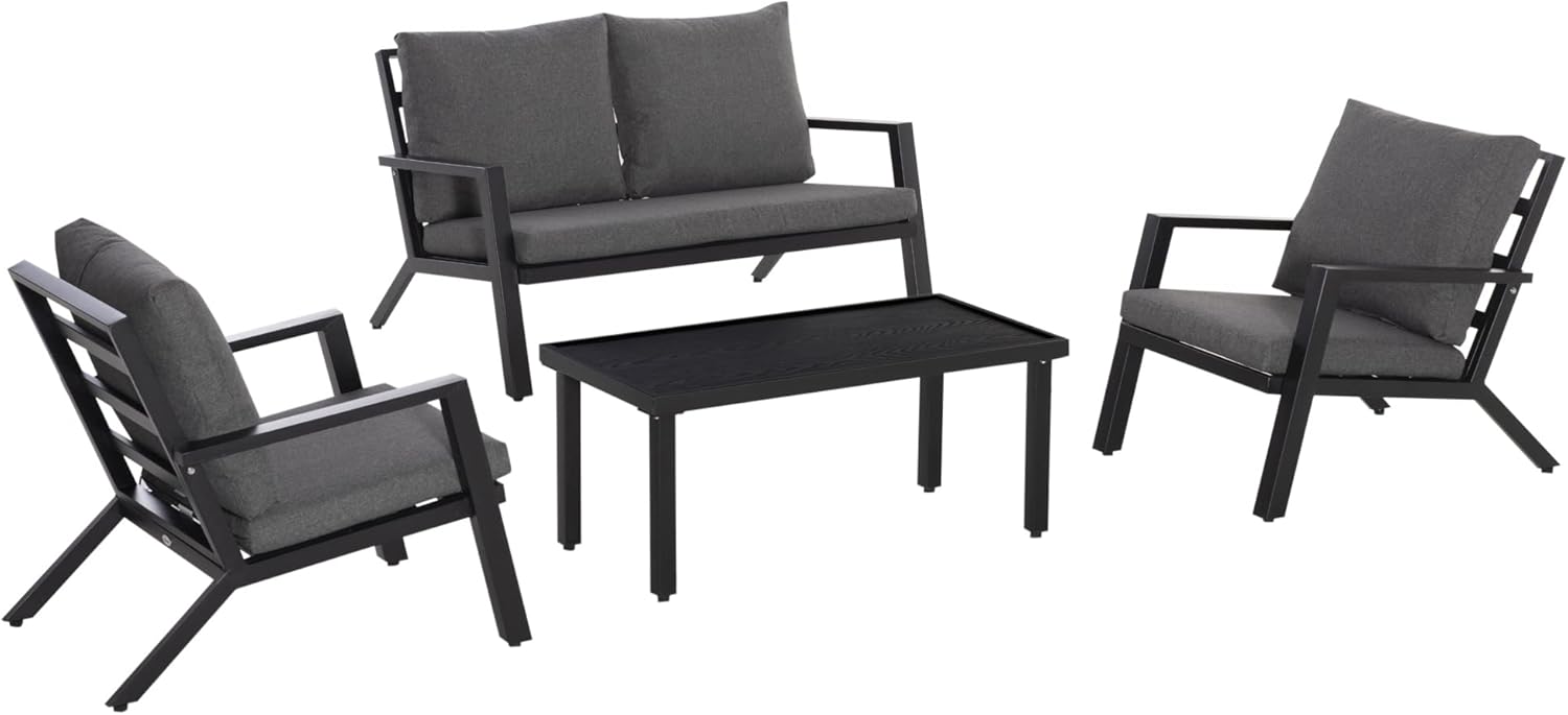 Outsunny 4 Piece Patio Furniture Set, Outdoor Conversation