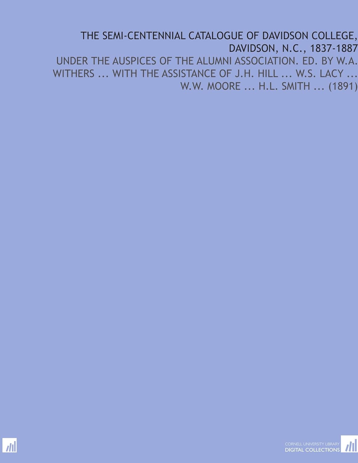 The SemiCentennial Catalogue of Davidson College, Davidson