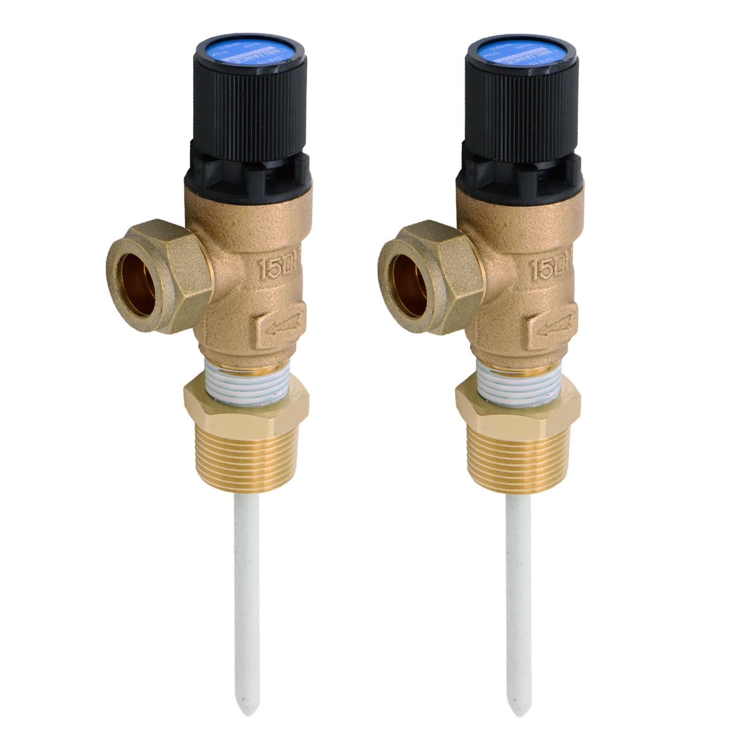 2 x Heatrae Sadia Megaflo HE Range Temperature & Pressure Relief Valve, 10 bar, 90-95°C, Compatible with Megaflo Unvented Cylinders (Twin Pack)