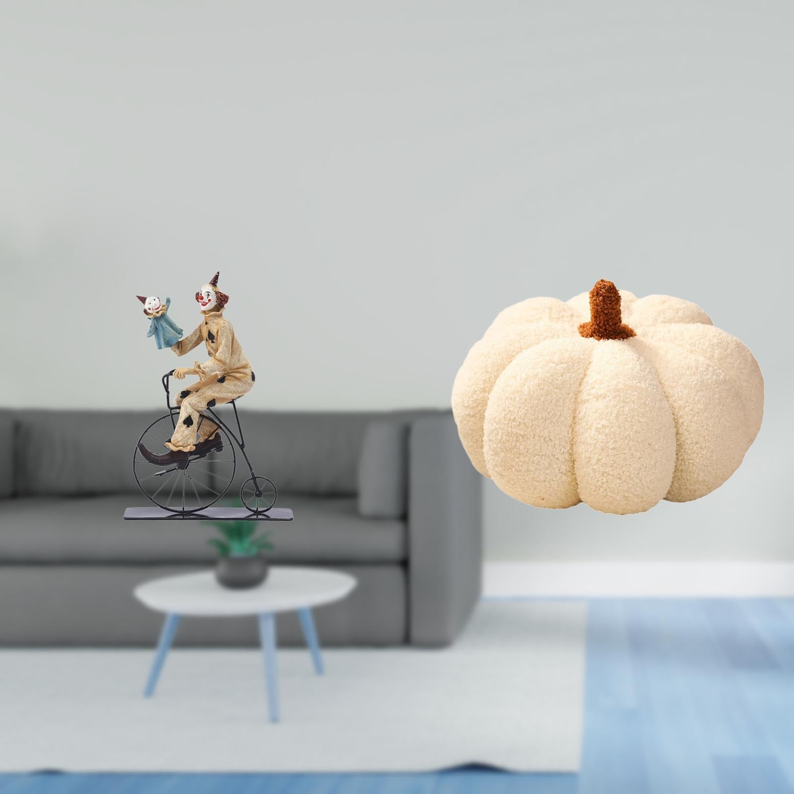 Enakshi® Clown Pumpkin Sculpture Pillow Collection Unique Decorative Statuette Ornament Plush Cushion for Table Cabinet Sofa Bed Bedroom Dining Room Centerpiece Gift-image-37