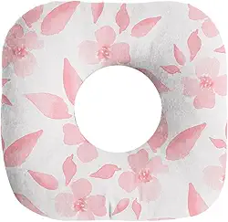 Travesseiro para piercing de orelha, almofada tipo donut com furo, almofada respirável para dormir de lado, protetor de orelha para quem dorme de lado, Flor Rosa
