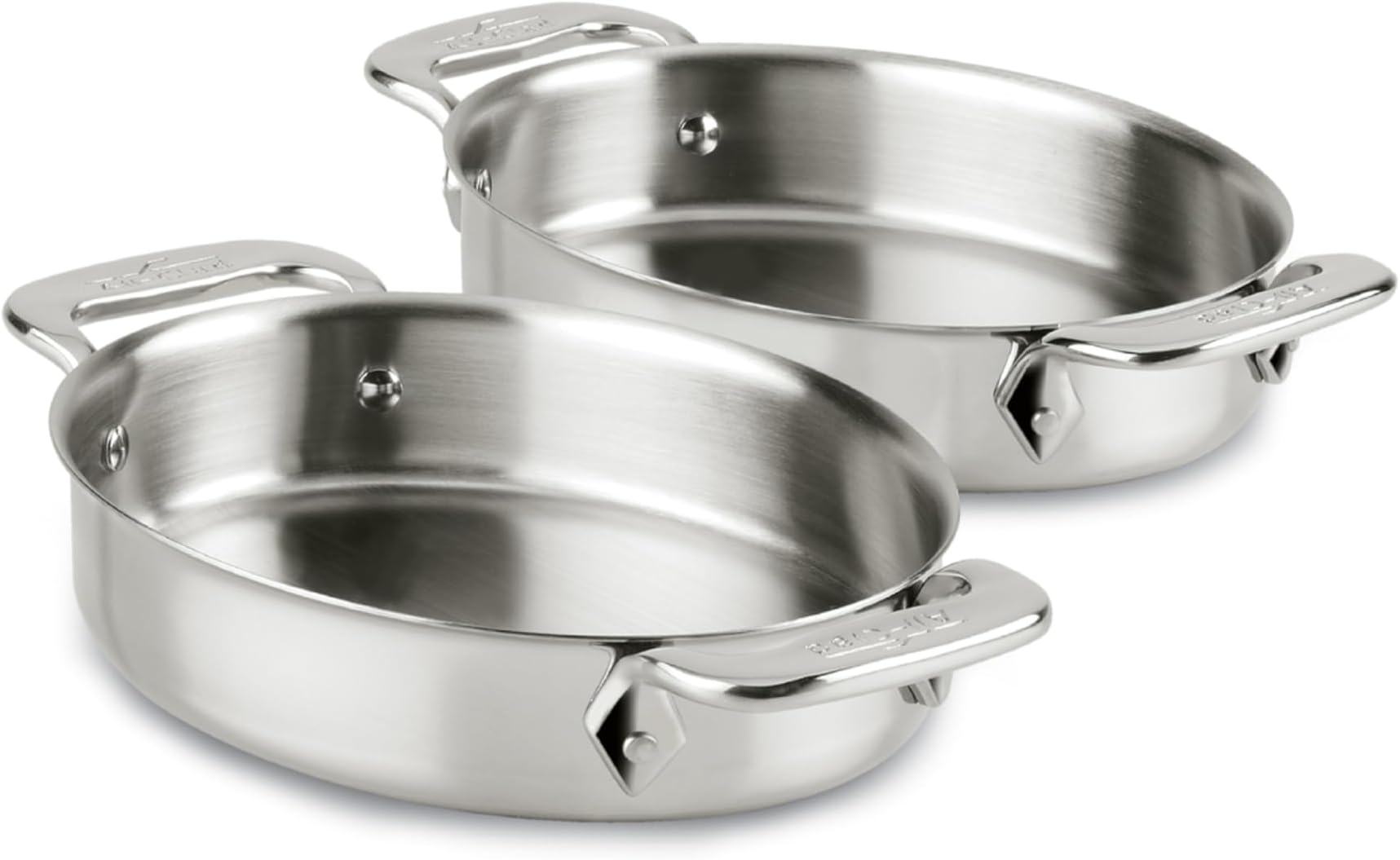 Specialty Stainless Steel Oval Bakeware Set 2 Piece Induction Pots and Pans Silver