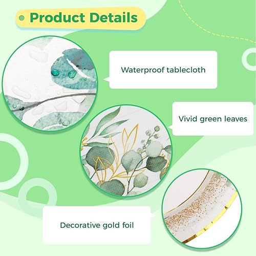 Miniatura 4 de 151 piezas de suministros para fiesta de baby shower, tazas de papel verde, platos, servilletas, cubiertos, kit para 25, decoración de vajilla