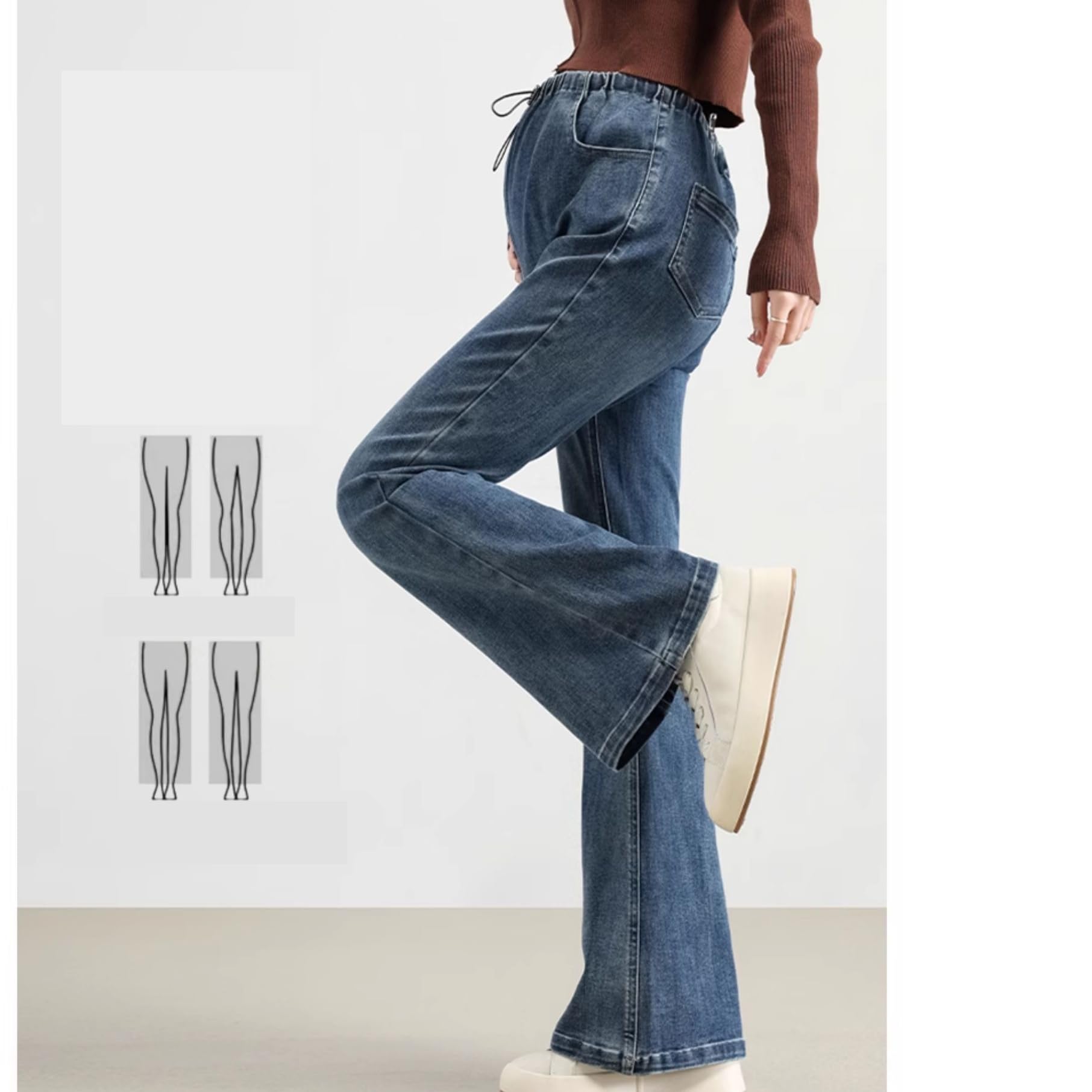 SXHEYUY Pantalones premamá para Mujer Forro Polar de Mezclilla Pantalón cálido de Embarazada Pantalón Suave con Bolsillos
