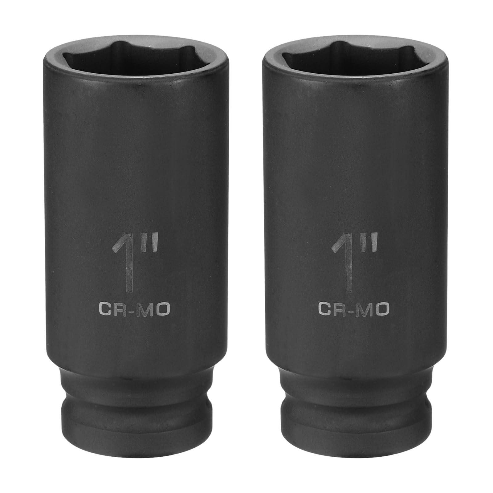 sourcing map 2pcs 6 Point Shallow Impact Socket 1" Socket 1/2" Square Drive 78mm (3.1") Long 40CRMO for Home Auto Axle Hex Nuts Bolts Repair, Black