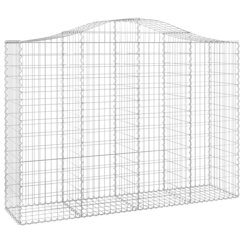 Gaviones con arco alto, 12 unidades, 200 x 50 x 140/160 cm, hierro galvanizado, para barreras de jardín y privacidad, como paredes decorativas de gaviones de alambre resistente con estable