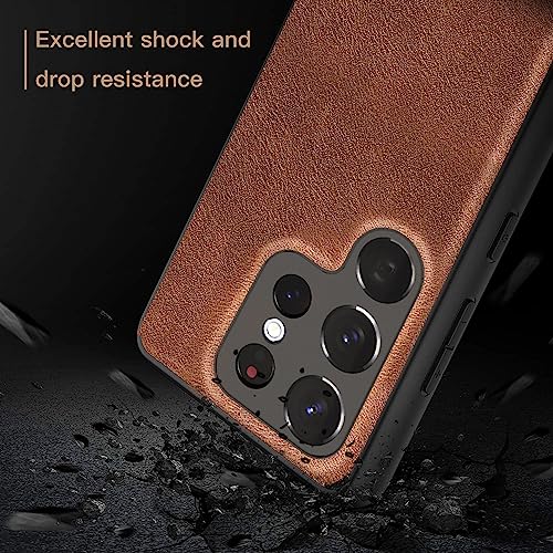 Image of Kapa Tux Back Case for Samsung Galaxy S23 Ultra | Slim Leather Shockproof Camera Protection Back Cover (Brown)