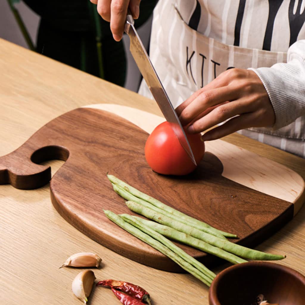 Tagliere in Noce Nero Loverly Whale Style Solid Wood Splicing Pane Piatto complementare per Alimenti per Tagliare Carne e Frutta(210x147x20mm)
