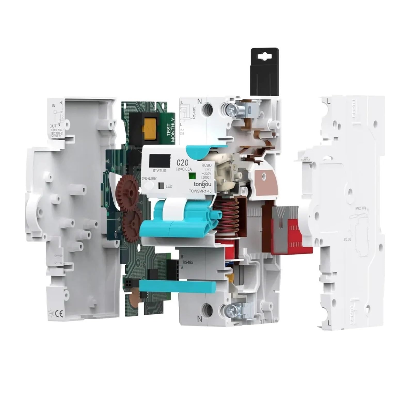 Interruttore automatico differenziale intelligente regolabile LED WIFI con protezione da sovracorrente e perdite (Size : 20A-40A)