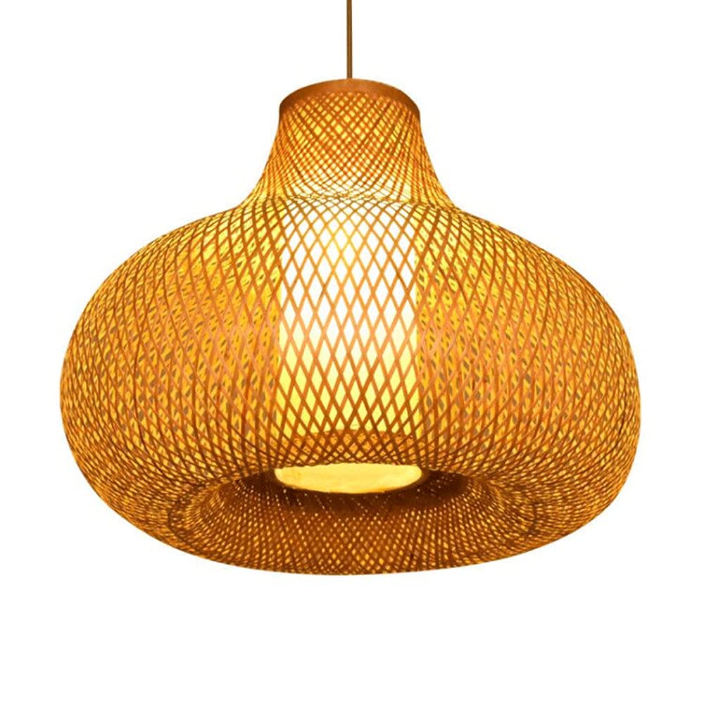 E27Lampada a sospensione Lanterna in bambù, Lampadario E27 in rattan, Paralume in bambù fatto a mano, Adatto per soggiorno, bar, ristorante e decorazione del club Lampada a risparmio energetic