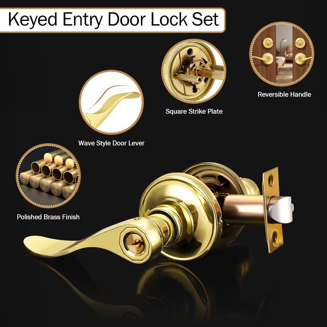3 Pack Keyed Entry Door Knob And Single Cylinder Deadbolt - View #9