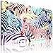 murando - Obraz na Płótnie Flizelinowym Zebra 60x40 cm obraz na prawdziwym artystycznym płótnie, obraz na ścianę, wydruk, dekoracja - zwierzęta w kolorowe paski Afryka 020116-38