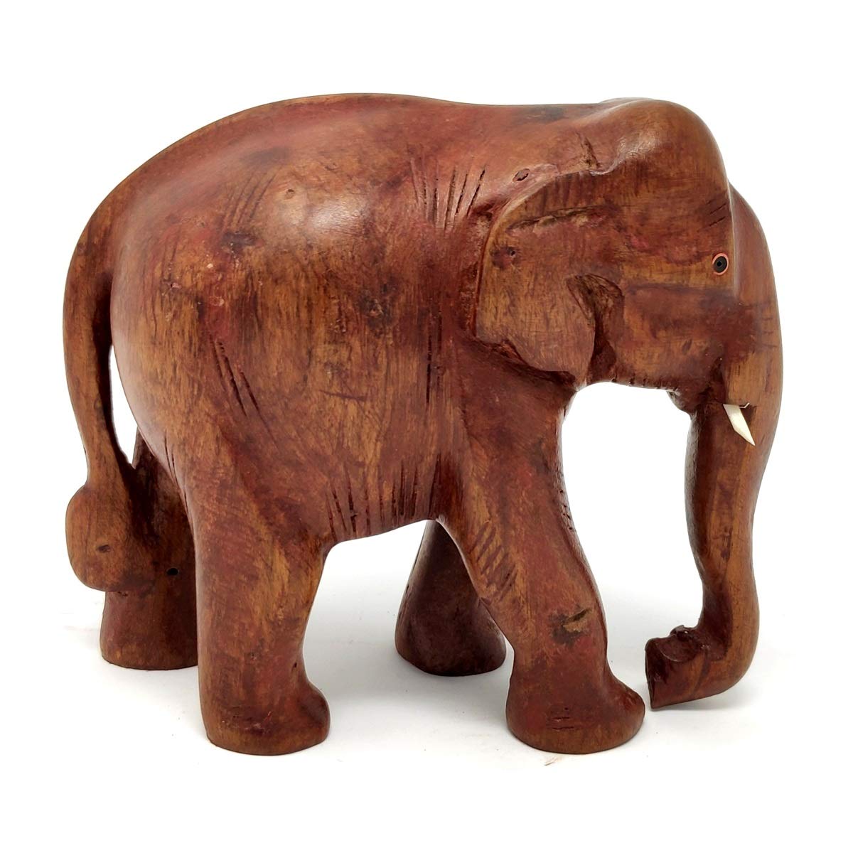 Wooden Fantasy Elephant Statue 14Cm X 13Cm (5Inch)- Hand Made- Rosewood