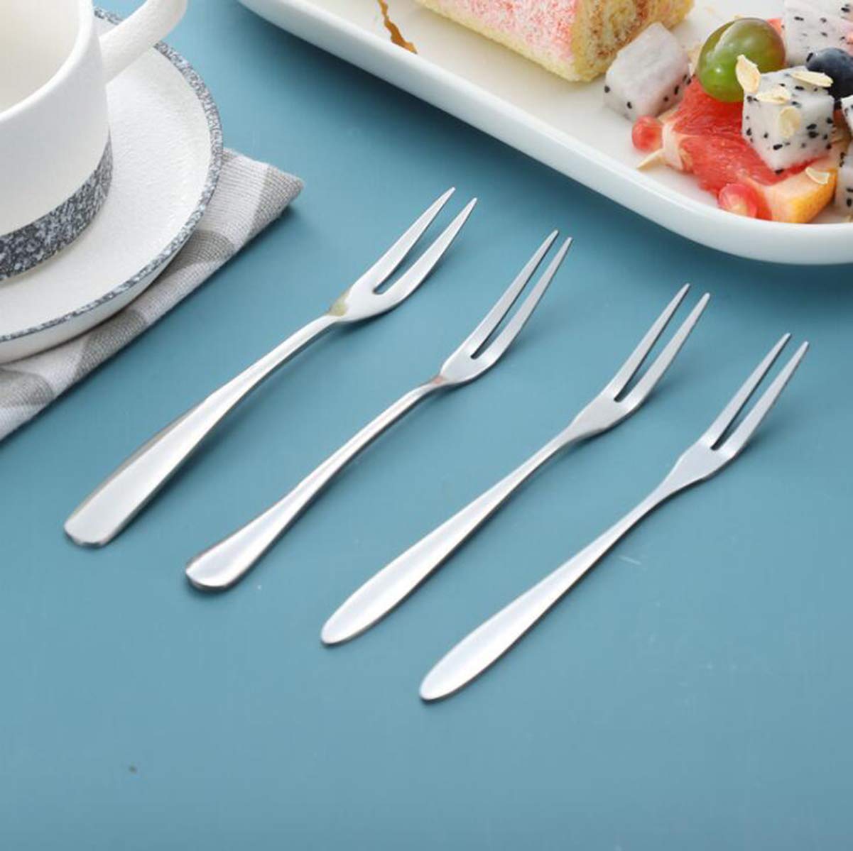 20 Pièces Pics à Cocktail en Acier Inoxydable,Brochettes Cure-Dents de Fruits Légumes Réutilisables Fourchette à salade Fourchette à dessert pour fourchettes à fruits,sandwich,fromage,apéritif