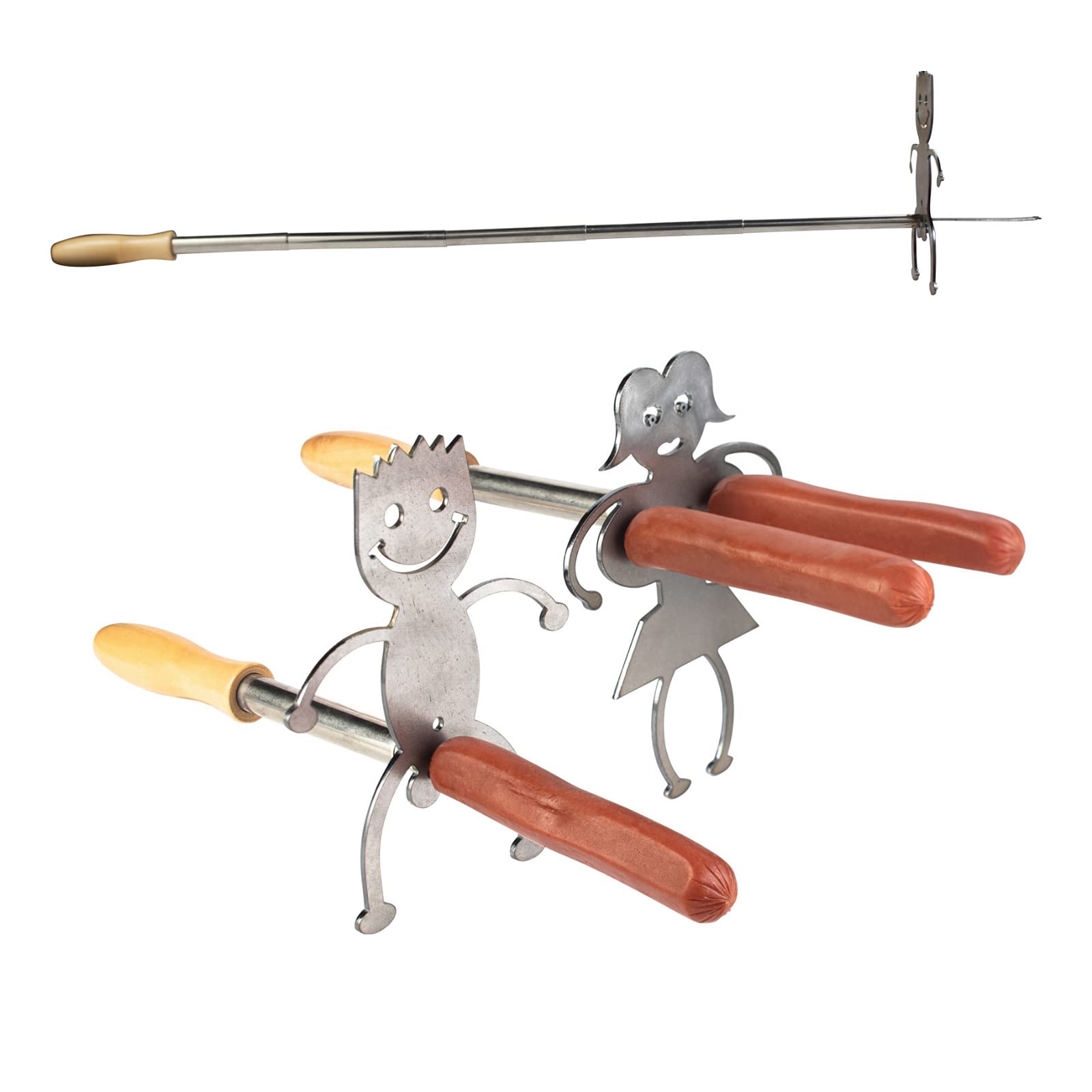 Hotdog & Marshmallow Roaster Extendable 30 Inch Fire, BBQ Skewers Set for Marshmallows, Sausage Meat Grill Funny - Barbeque Gifts, Grilling, Novelty Gift - Great for Parties, Gun BBQ (Boy & Girl)