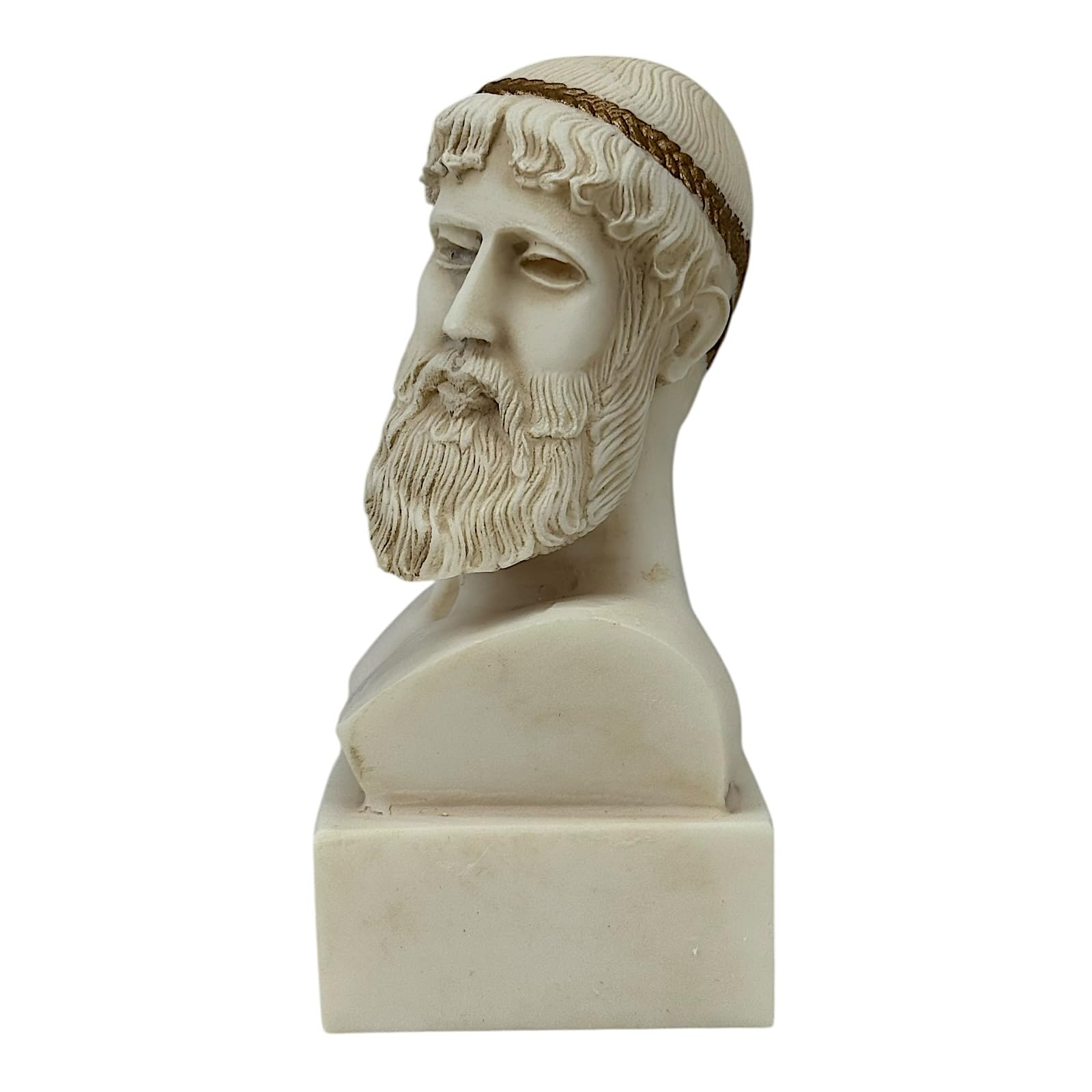 Poseidon Popiersie – grecki rzymski bóg morza, ręcznie robiona odlewana szara rzeźba alabastrowa, mała 12,9 cm