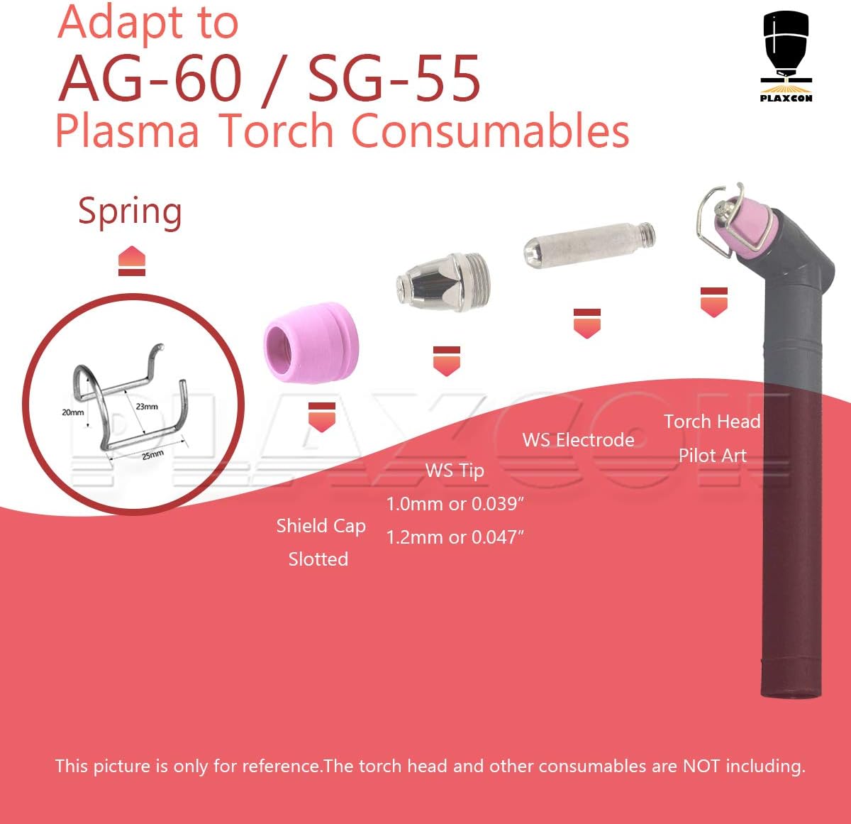 PLAXCON AG-60 Spring Spacer Guide fit CUT50 CUT50D Cut50DP Cut60 LGK60 Plasma Cutter AG60 / SG55 Plasma Cutting Torch Accessories PK-5