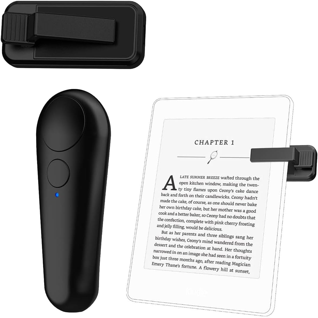 RF Remote Control Page Turner for Kindle Paperwhite Oasis Kobo eReaders, Page Turner Clicker for Phone iPad iOS Android Tablets Taking Reading Novels Taking Accessories, Dark Black