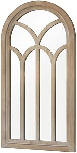 Amazon.com: Parisloft 31.6" Tall Arched Wood Windowpane Mirror ...